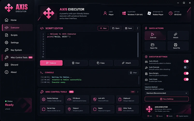 Axis External misc control tools preview